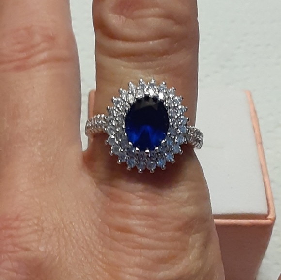 Sterling silver sapphire ring size 6, new - Picture 7 of 8